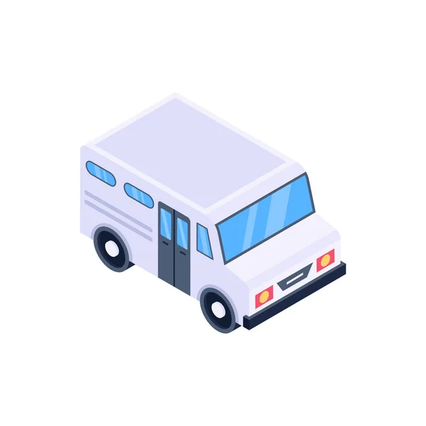 Isometric Bus Icon Simple Illustration Police Car Vector Icons Web — Stock Vector