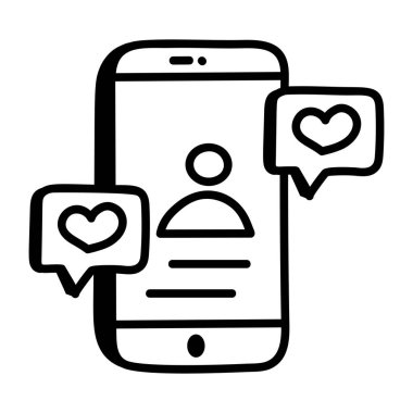 Kalp mesajı vektör illüstrasyon tasarımlı akıllı telefon