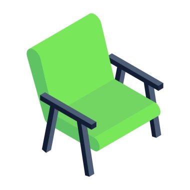 Beyaz arkaplanda izole edilmiş web tasarımı için koltuk vektör sembolünün izometriği