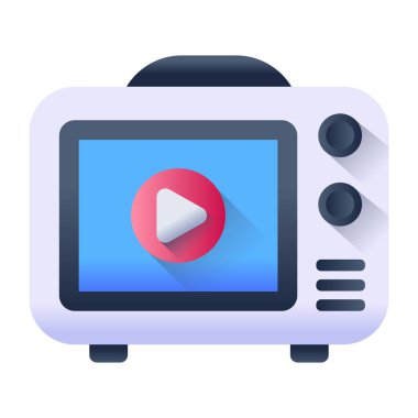 Video kamera simgesi. Beyaz arkaplanda izole edilmiş web tasarımı için TV izleyici vektör simgelerinin basit çizimi