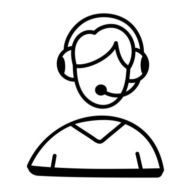 Kulaklık vektör illüstrasyonlu çağrı merkezi operatörü