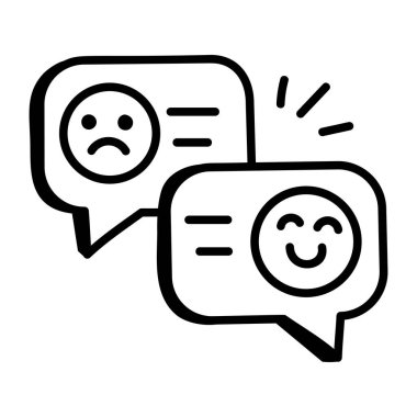 Taslak konuşma baloncukları vektör illüstrasyonu. beyaz arkaplanda izole