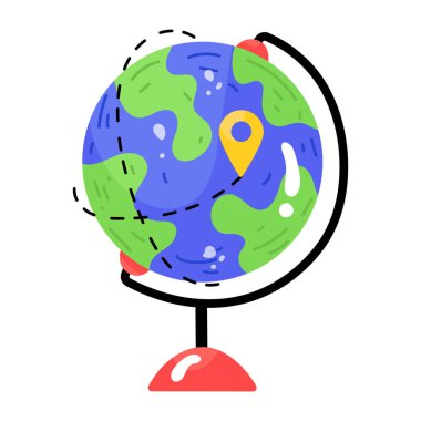 Dünya haritası olan bir dünya. vektör illüstrasyonu.