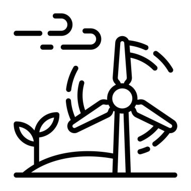 Rüzgar türbini ikon vektörü. Yel değirmeni işareti. izole edilmiş çizgi simgesi siyah illüstrasyon