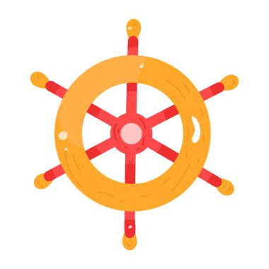 Direksiyon ikonu. ağ için gemi dümen vektör simgelerinin karikatür çizimi