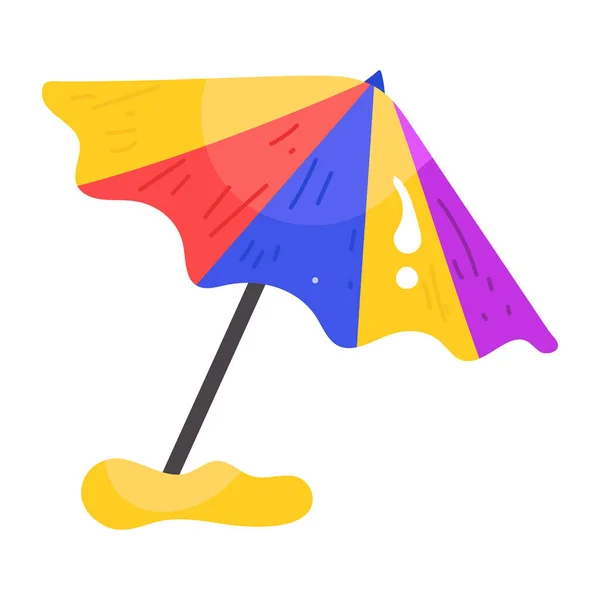 Icône Parasol Plage Illustration Dessin Animé Vacances Été Vecteur Icônes — Image vectorielle