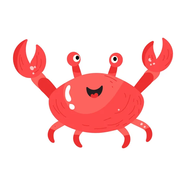 Niedliche Krabbe Cartoon Charakter Vektor Illustration — Stockvektor
