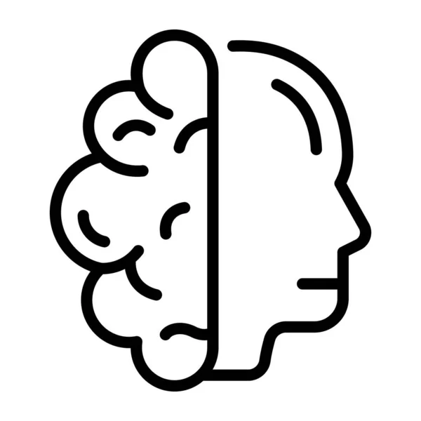 脳アイコンベクター 人間の頭のサインだ 孤立した輪郭記号図 — ストックベクタ