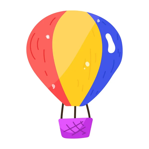 Heteluchtballon Pictogram Cartoon Van Toeristische Tent Vector Illustratie Geïsoleerd Witte — Stockvector