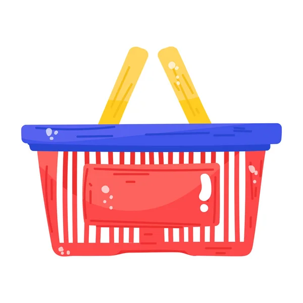 带有红色和蓝色矢量图形设计的购物篮 — 图库矢量图片