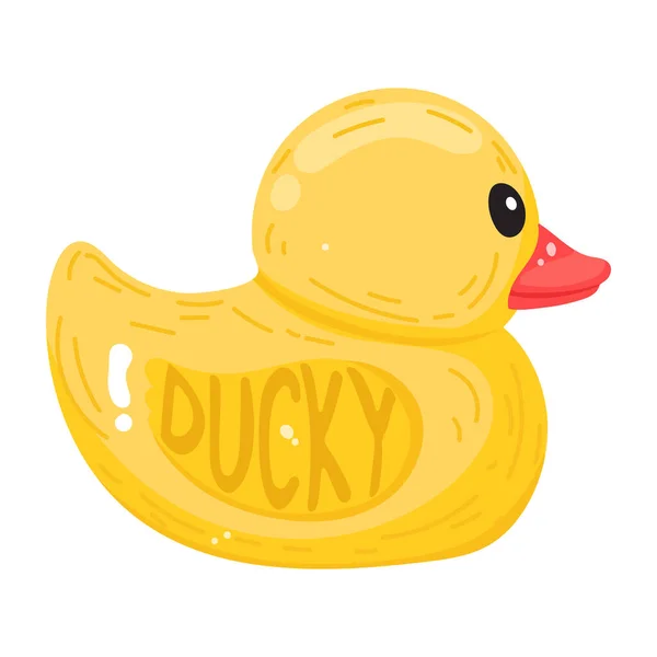 Juguete Pato Amarillo Sobre Fondo Blanco — Vector de stock