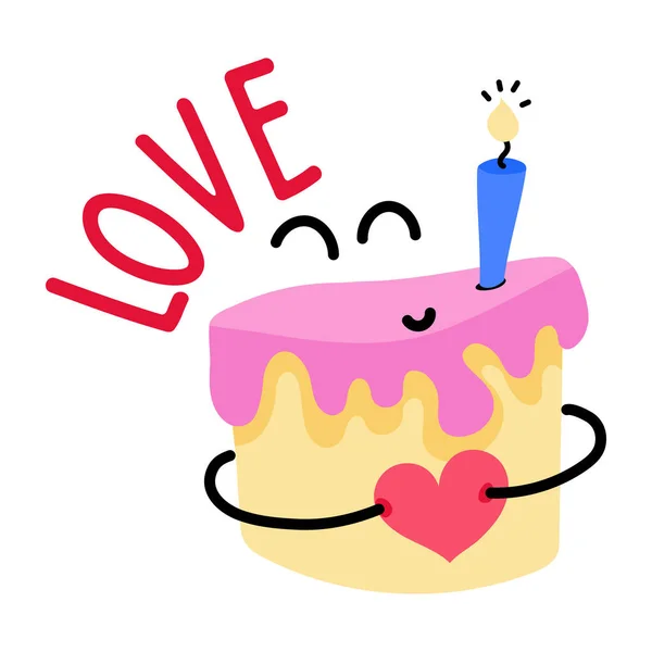 Happy Birthday Cake Candles Hearts Vector Illustration Design — Stock Vector