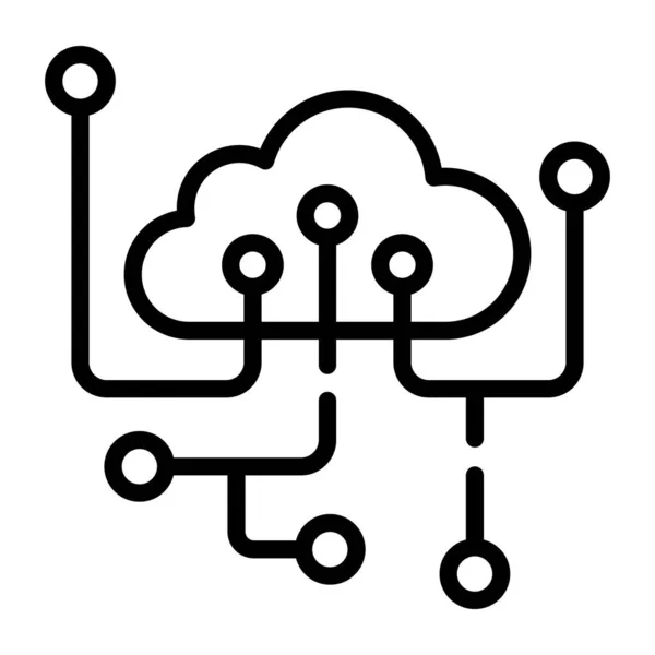 Cloud Computing Icône Vecteur Mince Signe Ligne Illustration Symbole Contour — Image vectorielle