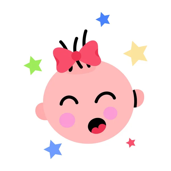 Schattig Baby Meisje Met Roze Sterren Kawaii Karakter Vector Illustratie — Stockvector