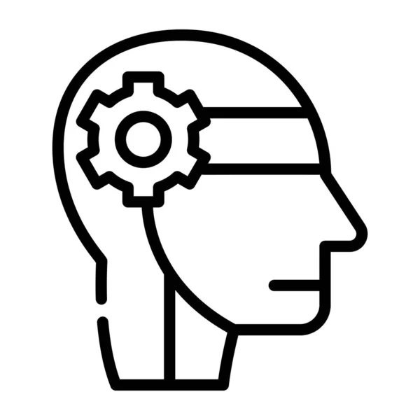 Human Head Gears Icon Outline Face Gear Vector Illustration — Stock Vector