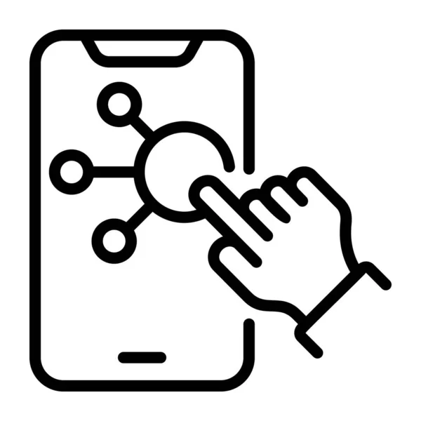 Celebración Mano Smartphone Con Icono Llave Esquema Ilustración Vectorial — Archivo Imágenes Vectoriales