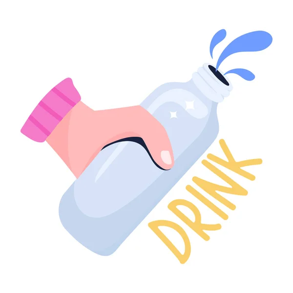 Fles Water Met Een Druppel Melk Vectorillustratie — Stockvector