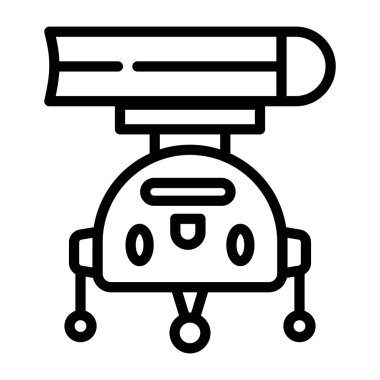 Robot ikon vektörü. Ana hatlı helikopter sembolü. izole edilmiş tabela çizimi