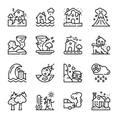 Hava durumu simgeleri kümesi, Vektör illüstrasyonu