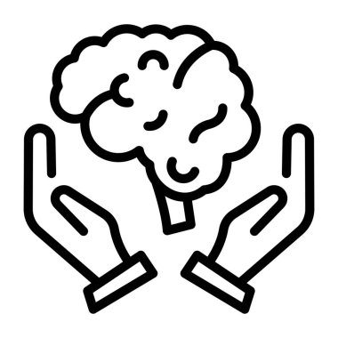 Beyin vektörü ince çizgi simgesi