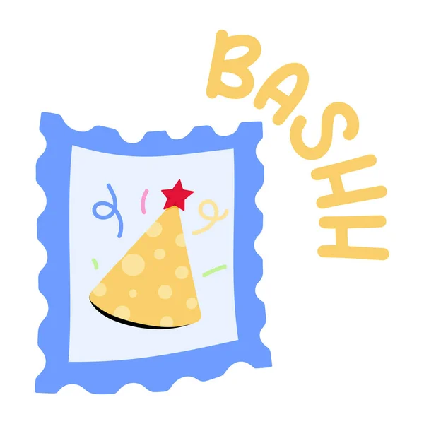 Κάρτα Πρόσκληση Πάρτι Γενεθλίων Καπέλο Και Κομφετί Εικονογράφηση Διάνυσμα Γραφιστική — Διανυσματικό Αρχείο