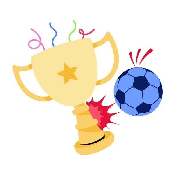 Voetbal Bal Met Trofee Cup Vector Illustratie Ontwerp — Stockvector