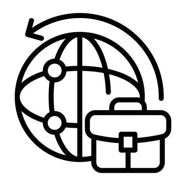 küresel iş hattı simgesi, vektör illüstrasyonu