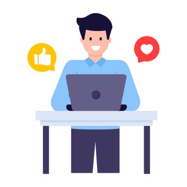 Dizüstü bilgisayarı olan adam vektör çizimi tasarımı