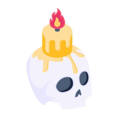 Mum vektör illüstrasyon tasarımı ile Cadılar Bayramı kafatası