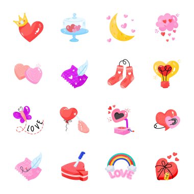 Sevgililer günü için el çizimi elementler. vektör illüstrasyonu