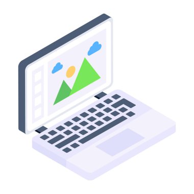 Ekranı olan bir bilgisayar. Basit tasarım