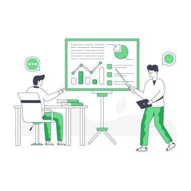 Ofiste çalışan iş adamları. vektör illüstrasyonu