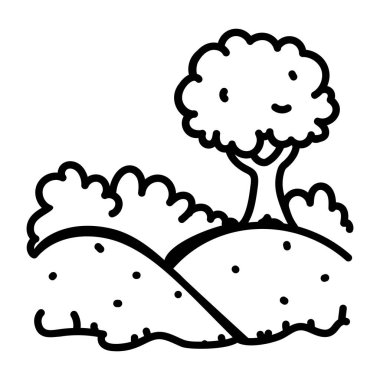 Çizgi film orman ikonunun vektör çizimi