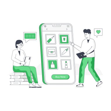 Akıllı telefonlu bir adam ve doktorun vektör çizimi