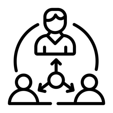 iş yönetimi çizgisi simgesi, vektör illüstrasyonu