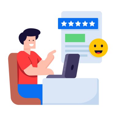 Dizüstü bilgisayarı ve elinde bir yıldız olan genç bir adam..