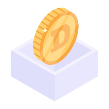 İzometrik bitcoin simgesi. Şifreli para birimi sembolü. vektör illüstrasyonu