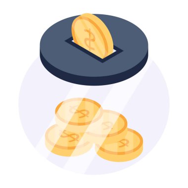 Bitcoin parası izometrik vektör illüstrasyonunu bozar