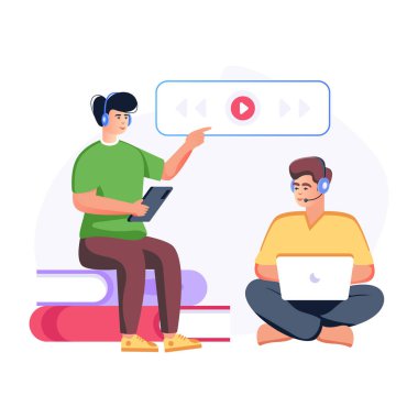 Laptop ve akıllı telefon vektör illüstrasyon tasarımlı insanlar