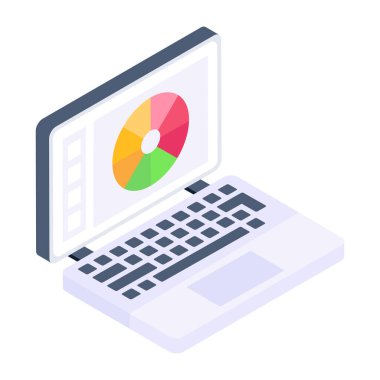 grafikli dizüstü bilgisayar, vektör illüstrasyonu