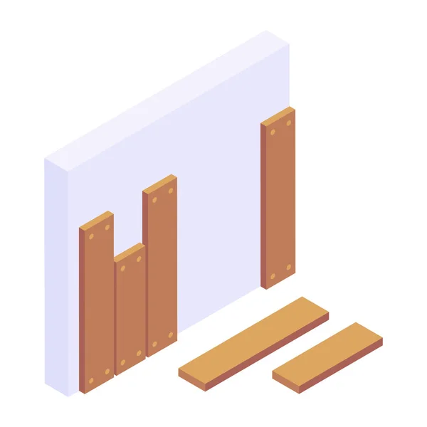 Holzleiter Ikone Isometrische Darstellung Des Holztürvektors Isoliert Auf Weißem Hintergrund — Stockvektor