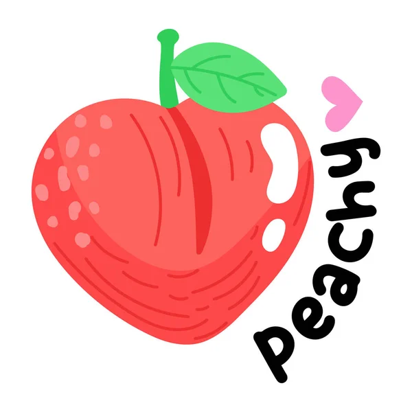 Vektorillustration Eines Niedlichen Cartoon Herzförmigen Apfels — Stockvektor
