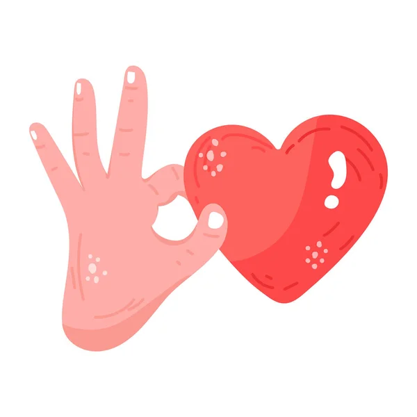 Coeur Dessiné Main Avec Dessin Vectoriel Illustration Symbole Amour — Image vectorielle