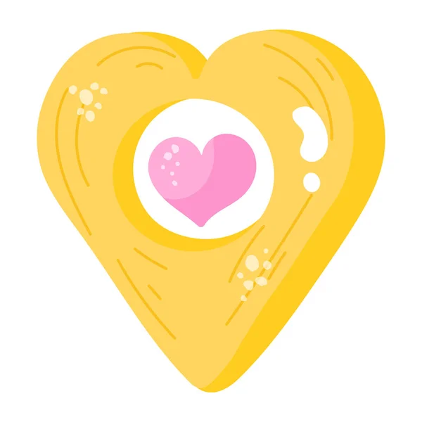 Biscotto Forma Cuore Con Simbolo Amore Disegno Illustrazione Vettoriale — Vettoriale Stock