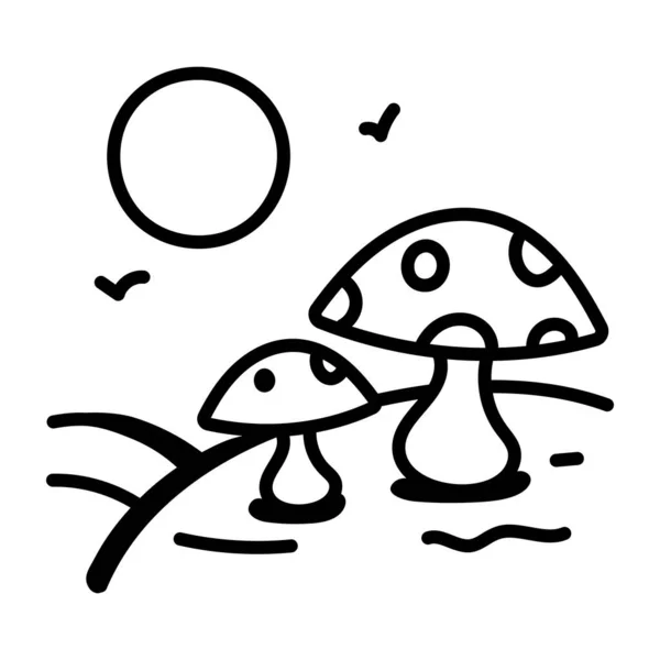 Mushroom Icon Vector Thin Line Sign Isolated Contour Symbol Illustration — Stock vektor