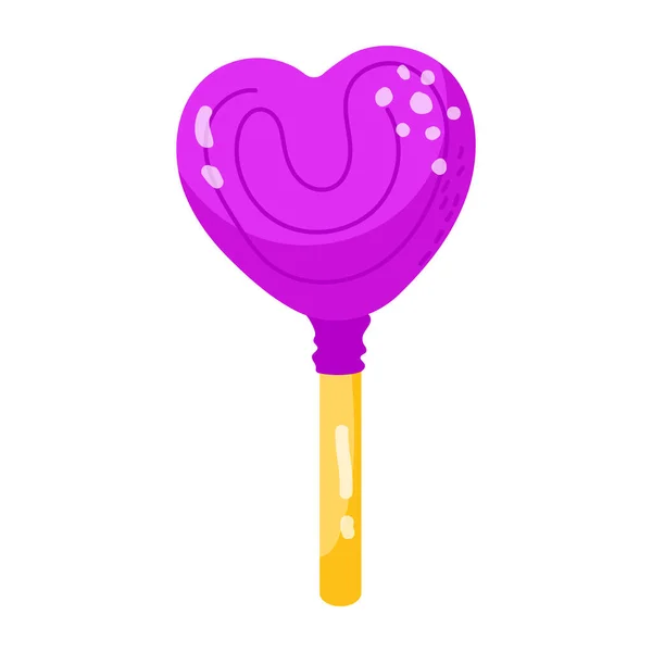 Lutscher Mit Herzförmigen Süßigkeiten Vektor Illustration — Stockvektor