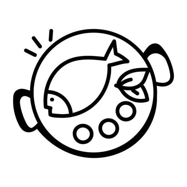 Icono Pescado Vapor Diseñado Estilo Doodle — Vector de stock