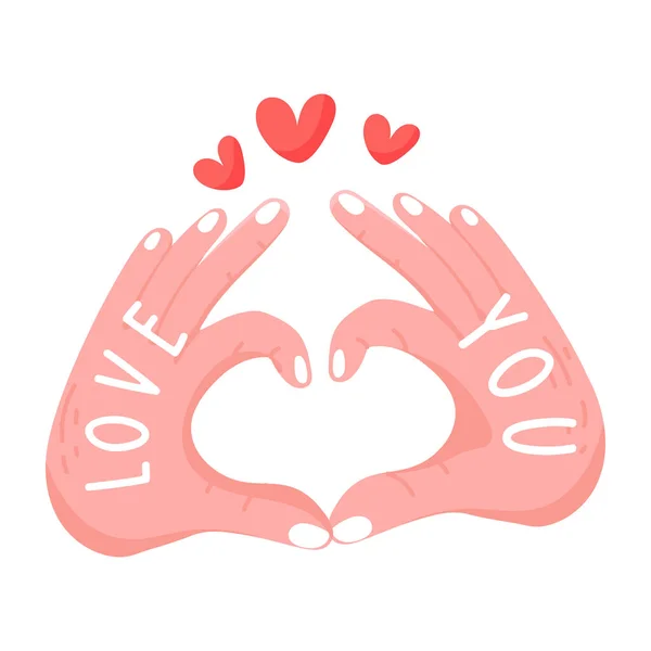 Mão Com Símbolo Coração Ilustração Vetor Amor — Vetor de Stock