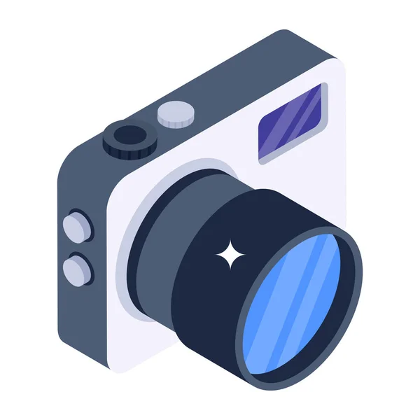 Icône Lentille Caméra Symbole Vectoriel Isométrique — Image vectorielle