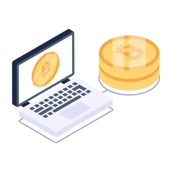 Portátil Con Bitcoin Diseño Ilustración Vector Dinero — Vector de stock